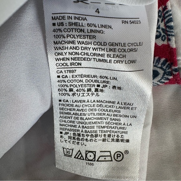 Banana Republic Border Print boho linen blend skirt Size 4 red blue white print - Picture 8 of 9